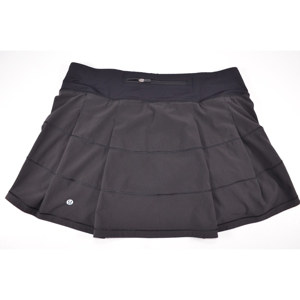 LULULEMON Pace Rival Black Lined Active Skirt Skort Womens 8 Waist 31" Inseam 3"